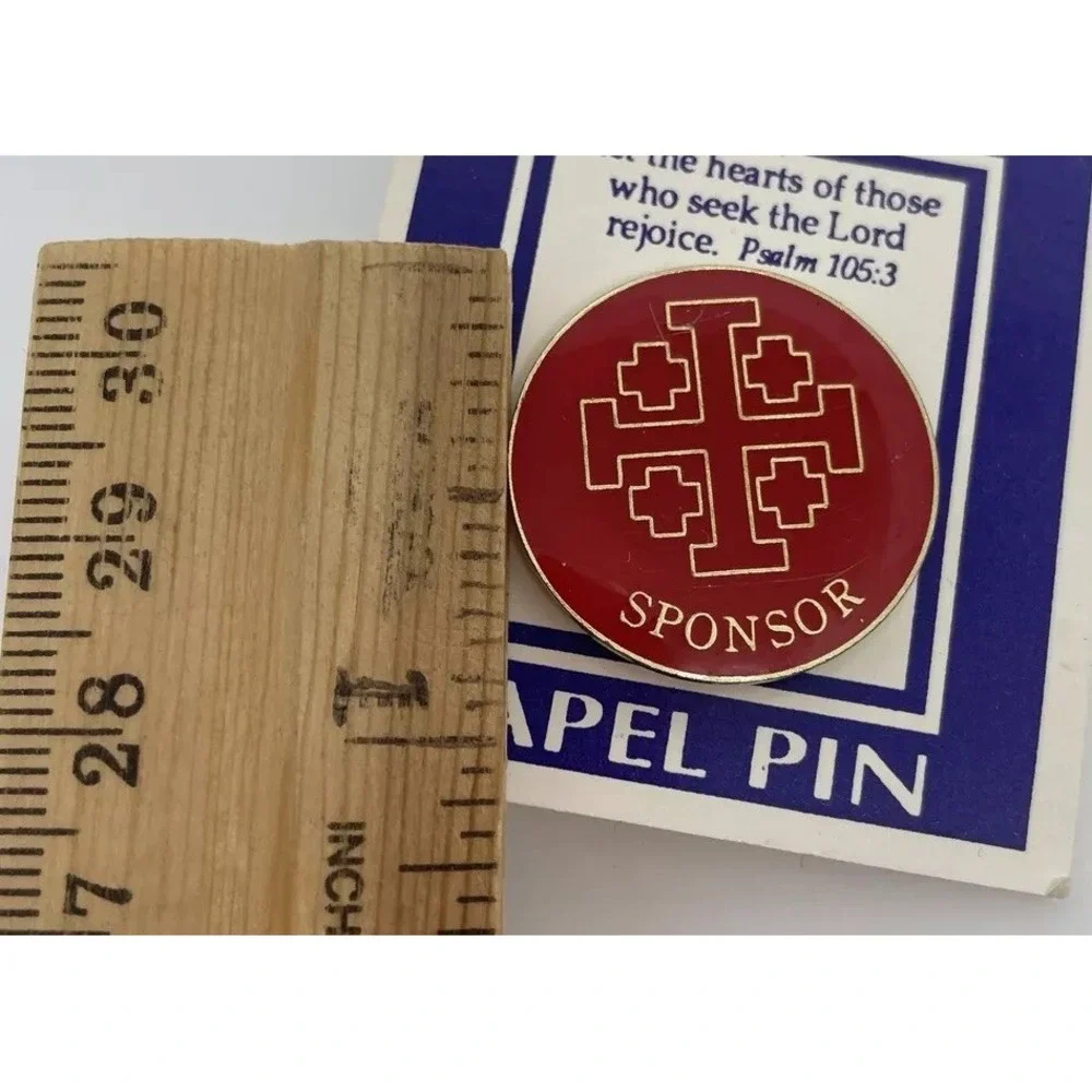 Religious Christian Catholic Confirmation Sponsor Pin Red Gold Cross Lapel Pin 1